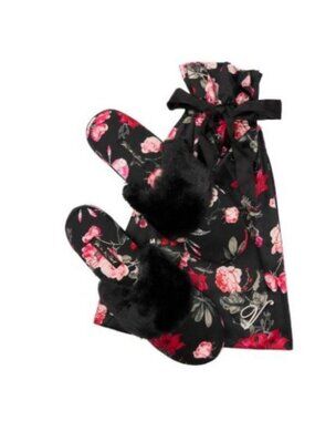 Victoria’s Secret Signature Satin Slippers,  Floral, Medium 7/8